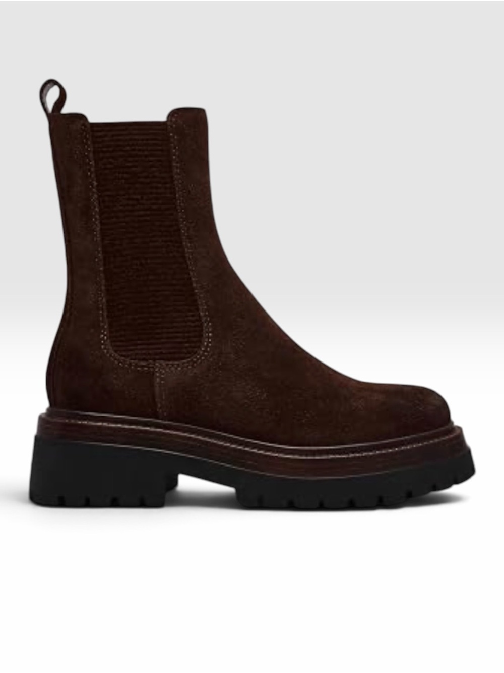 Steve Madden Blitzen Suede Chelsea Boots Chunky Platform Lug Sole Brown 9.5 NEW